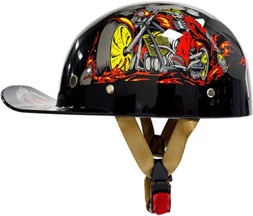 Vista 12 de Gorra de béisbol ligera, medio casco para adultos, aprobado por DOT, para hombres y mujeres, casco retro de 3/4 de cara abierta, diseño fresco