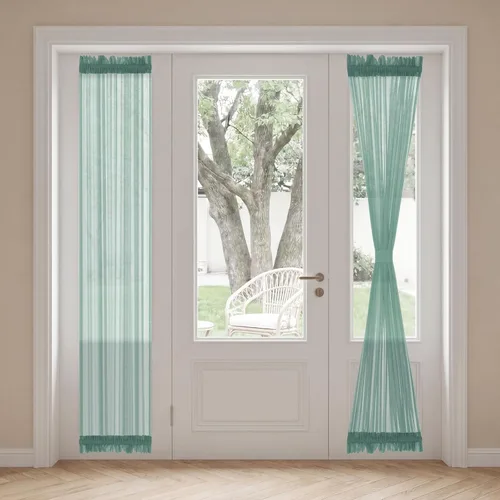 Vista 15 de H. Versailtex Lino Natural y Poly semi-láminas Premium suaves y ricos materiales paneles de cortina con abrazadera ajustable para patio Gris