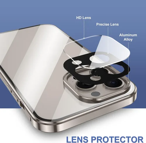 Vista 6 de Funda antiespía para iPhone 15 Pro Max (6.7 pulgadas), cubierta de vidrio templado de privacidad frontal y trasera 360, parachoques magnético