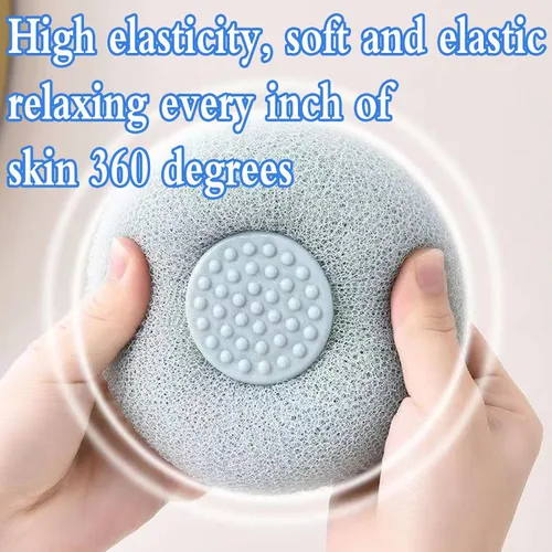 Vista 7 de 4 cepillos de ducha exfoliantes, cepillo de limpieza de esponja de baño súper suave, cepillo de limpieza de esponja de baño exfoliante para masaje