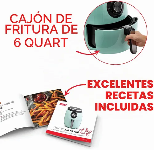 Vista 2 de Dash Freidora de aire de lujo, control de temperatura ajustable y función de apagado automático, tecnología AirCrisp®, espaciosa cesta Agua
