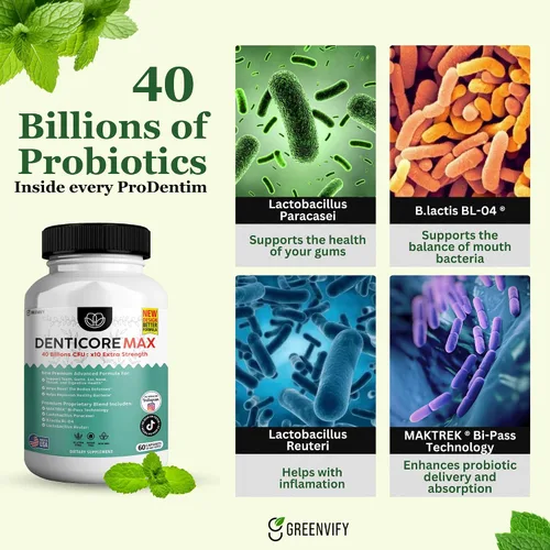 Vista 8 de Max for Gums and Teeth Health – 40 mil millones de UFC Probióticos orales avanzados, soporte para el aliento fresco, 60 cápsulas (paquete de 1)
