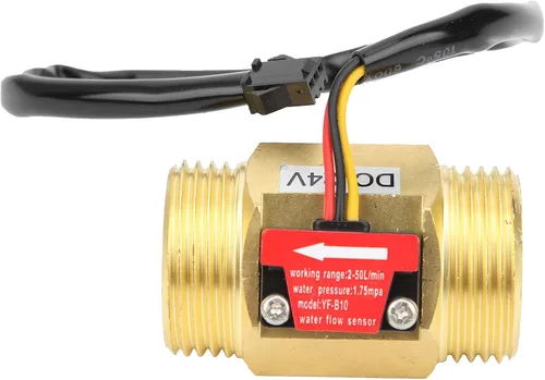 Vista 2 de Eujgoov Sensor de agua YF?B10 G1in rosca macho latón efecto Hall contador de flujo líquido para calentadores de agua, DC24V 2 ~ 50L/MIN