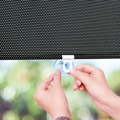 Vista 2 de Cortina retráctil con ventosa, parasol enrollable retráctil para ventana, protector solar telescópico con aislamiento UV para ventana de coche, casa