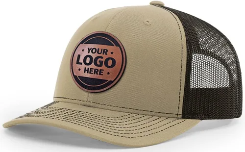 Vista 28 de Sombrero de parche de cuero de camionero personalizado grabado con láser