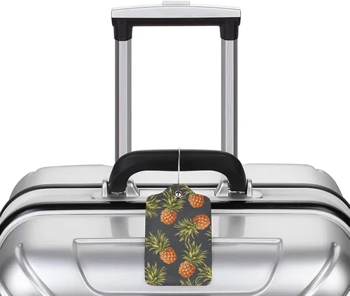 Vista 5 de Gocerktr Etiqueta de viaje retro de piña tropical para hombres y mujeres, etiquetas de piel sintética para bolsa de viaje, maleta con cubierta