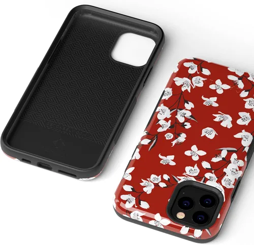 Vista 8 de Casely Funda para iPhone 11 Pro Max Funda floral de cerezo rojo