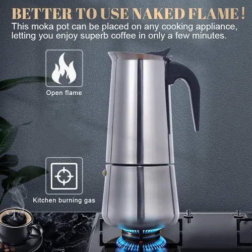 Vista 5 de Atyhao Cafetera eléctrica, olla eléctrica de acero inoxidable de grado alimenticio para el hogar y acampar al aire libre (10.1 fl oz)