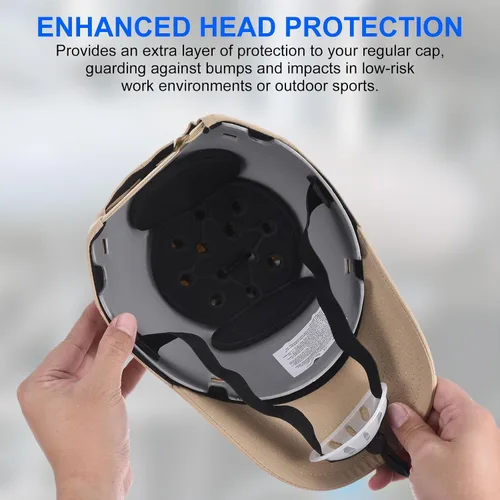 Vista 5 de uxcell 2 piezas de inserción de gorra de béisbol, de ABS, gorra de seguridad ligera con correa ajustable para protección de la cabeza