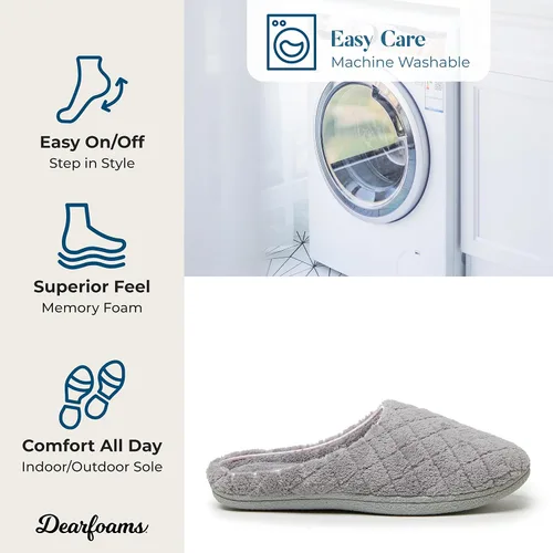 Vista 3 de Dearfoams - Pantuflas informales de felpa acolchada Leslie para mujeres - Azul
