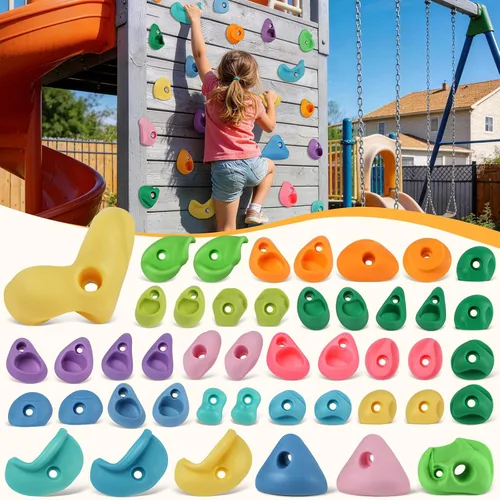 Vista 11 de 20 piezas de pared de escalada en roca para niños, agarres de pared de escalada en roca, kits de agarres de pared de escalada para adultos que