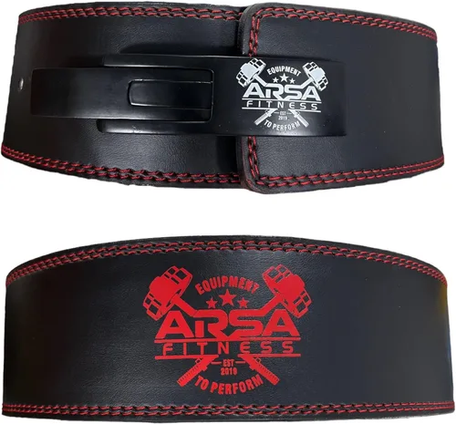 Vista 4 de Arsa Fitness - Cinturón de palanca ajustable para levantamiento de pesas para hombres y mujeres, piel de vaca real para levantamiento de pesas