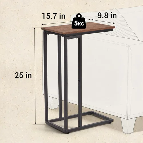 Vista 3 de Mesa auxiliar en forma de C, juego de 2 bandejas de TV, escritorio lateral para laptop, para sala de estar, dormitorio, espacios pequeños, negro
