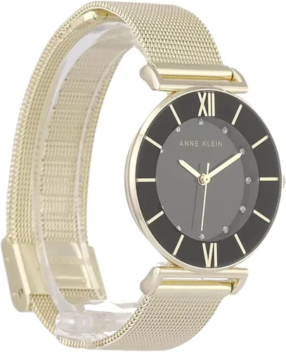 Vista 5 de Anne Klein Reloj pulsera de malla acentuada con purpurina para mujer