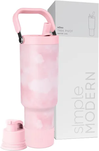 Vista 51 de Simple Modern Trek Pivot Vaso con pajita abatible de 30 oz con asa Botella de agua y protector Tapas intercambiables de pajita y para beber