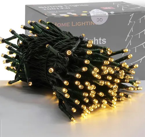 Vista 19 de Iluminación del hogar de 66 pies. Mini luces decorativas de Navidad de 200 luces LED de alambre verde, luces de hada estrellada enchufables, 8 modos
