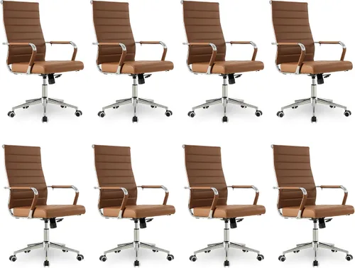Vista 40 de Okeysen Office Desk Chair, Ergonomic Leather Modern Conference Room Chairs, Executive Ribbed Height Adjustable Swivel Rolling Chair for Home Office