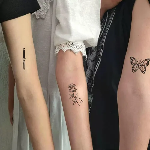 Vista 2 de 8 hojas de calcomanías falsas impermeables temporales para tatuajes temporales, más de 100 diseños bonitos para manos, fresa, serpiente, luna, hoja