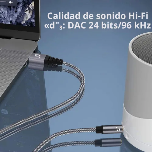 Vista 4 de Adaptador de conector de audio USB a 0.138 in, cable de audio estéreo AUX USB 2.0 a 0.138 in, compatible con laptop, altavoz, soporte de ventanas