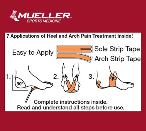 Vista 5 de MUELLER Sports Medicine PFTape, cinta atlética para aliviar el dolor de la fascitis plantar, soporte terapéutico para el pie, desechable, sin látex