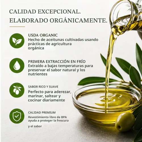 Vista 6 de Zoe, Aceite de oliva virgen extra orgánico, 25.5 onzas