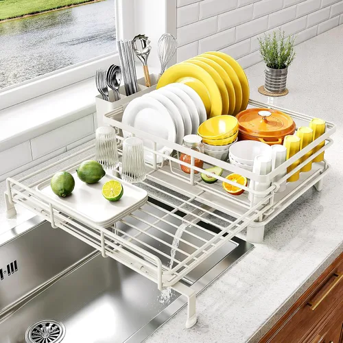 Vista 11 de Escurridor extensible para encimera de cocina, acero inoxidable, color negro