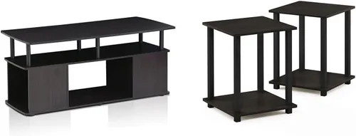 Vista 10 de Furinno Juego de mesa auxiliar y mesa auxiliar (2 piezas) Jaya Utility Design Mesa auxiliar + juego simplista de 2 mesas auxiliares