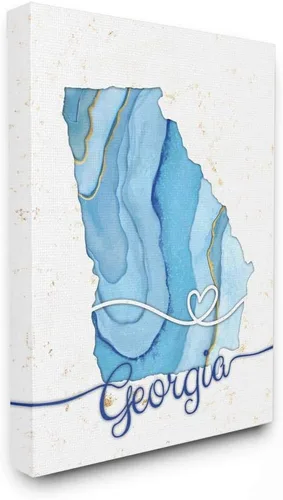 Vista 8 de Stupell Industries 'Georgia Agate Blue US State Design' Arte de placa de pared
