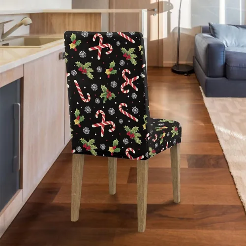 Vista 6 de HUGS IDEA Juego de 4 fundas para sillas de comedor de Navidad, fundas elásticas para sillas de cocina, fundas elásticas para sillas de comedor