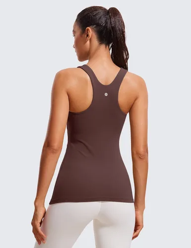 Vista 2 de CRZ YOGA Butterluxe - Camiseta sin mangas de cuello alto con espalda cruzada para mujer, con brasier integrado, para entrenamiento, yoga, atlética