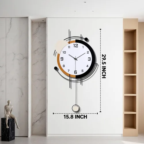 Vista 4 de Dankeit Reloj de pared con péndulo, cuarzo de calidad silenciosa, funciona con pilas, reloj de pared grande para sala de estar, cocina, hogar, baño