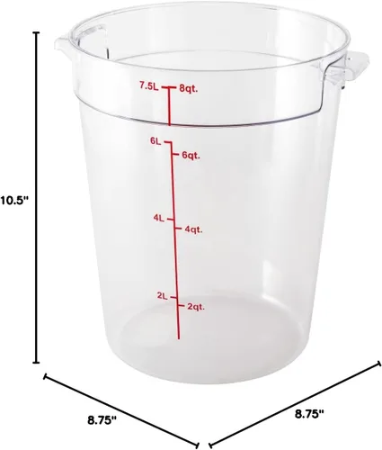 Vista 8 de Restaurantware Met Lux - Contenedor de almacenamiento de alimentos de 8 cuartos de galón, 1 recipiente redondo de almacenamiento comercial, tapa se