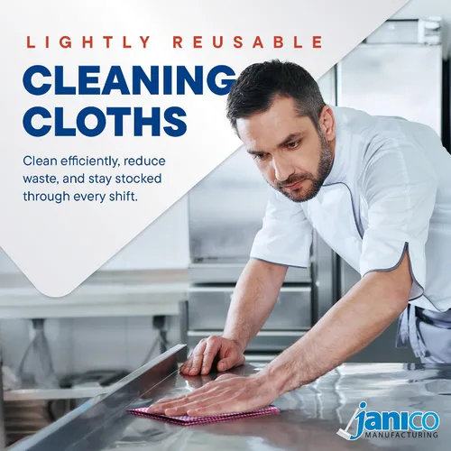 Vista 5 de Janico 200 toallitas de servicio de alimentos, trapos de limpieza ligeramente reutilizables de 12 x 24 pulgadas, paños de limpieza desechables