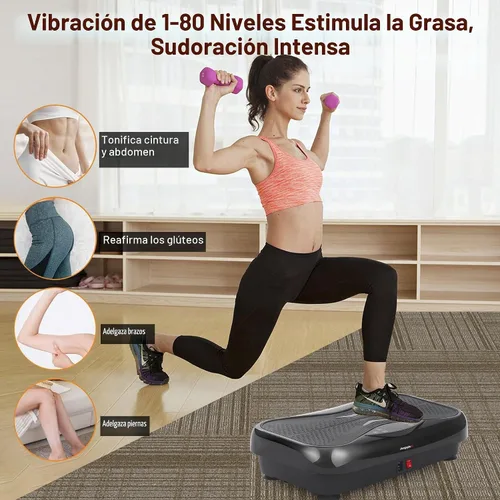Vista 2 de Vibration Plate Exercise Machine for Lymphatic Drainage&Weight Loss, 330lbs Negro
