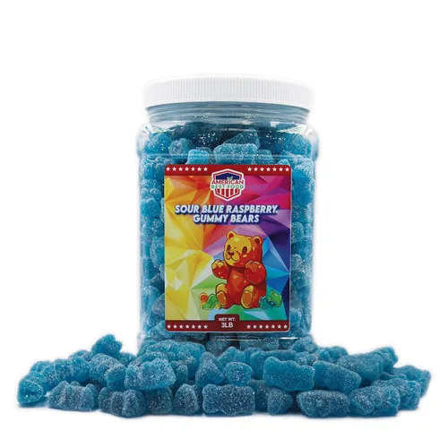 Vista 15 de Oso de goma de 3 libras en recipiente de plástico transparente (6 sabores)
