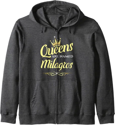 Vista 4 de Queens Are Named Milagros - Sudadera con capucha y cremallera, Negro