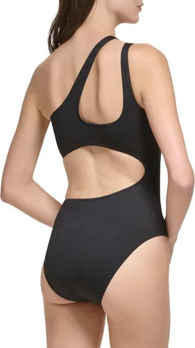 Vista 3 de Calvin Klein Correa de hombro estándar para mujer, detalle recortado, una pieza, Negro