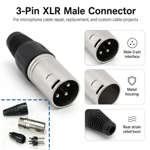 Vista 3 de 3-Pin XLR Male Connectors for Microphone Cables (2)