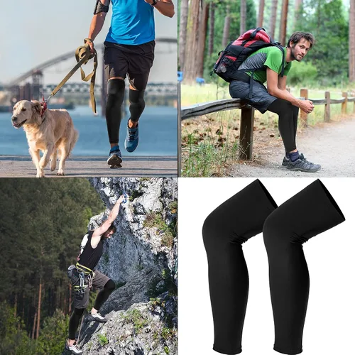 Vista 7 de Mangas de compresión para piernas, manga larga para rodilla, protección UV, para hombres y mujeres, deporte, baloncesto, fútbol americano