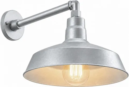 Vista 11 de 14 pulgadas. RLM Warehouse - Pantalla con brazo de cuello de cisne y bombilla Led A19 5000K de 9W Negro satinado (paquete de 1)
