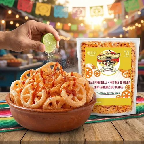Vista 2 de Duritos (Duros) Pinwheels Snacks de trigo 1 libra - Pasta de trigo en forma de rueda mexicana - Chicharrones de harina - por Turinos