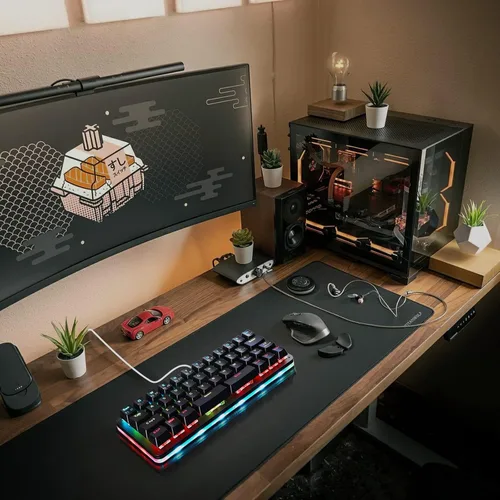 Vista 4 de Koolertron Teclado de juegos Macaro de 42 teclas 40% - Teclado mecánico compacto retroiluminado RGB, teclado mini programable USB-C intercambiable