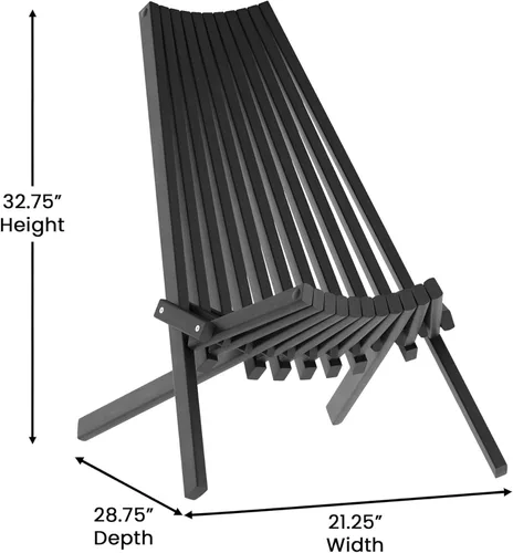 Vista 3 de Flash Furniture Delia Commercial - Silla plegable de madera para interiores y exteriores, salón de perfil bajo para patio, porche o jardín, versátil