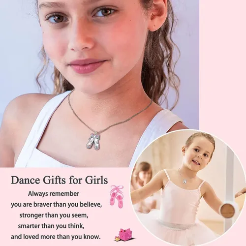 Vista 2 de ORISPRE Ballerina Necklace Gifts for Girls, Dance Recital Gifts for Girl Birthday Graduation Christmas Gifts, Jewelry for Girls