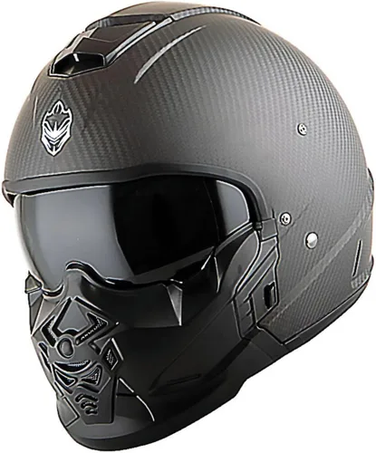 Vista 8 de Martian Genuine Real Carbon Fiber Motorcycle Full Face Helmet HB-B2 Open Face Glossy Carbon Black, DOT Approved