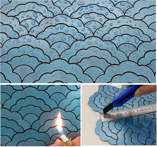 Vista 3 de XUANINY - 11 hojas de azulejos autoadhesivos para salpicaduras de metal, mosaico de aluminio en forma de nube 3D con adhesivo para decoración