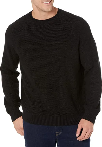 Vista 5 de Tienda Essentials Suéter de cuello redondo de gran tamaño para hombre, texturizado, algodón