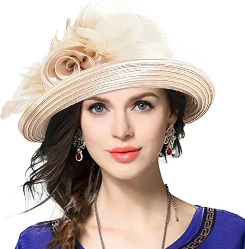 Vista 3 de VECRY Sombrero elegante para mujer, para fiesta de té, iglesia, bautismo, boda, Derby