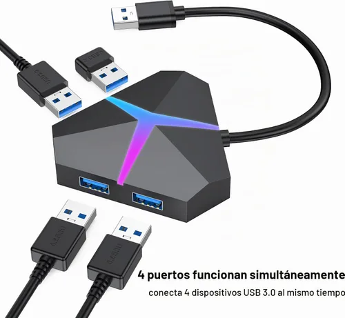 Vista 3 de Hub USB A, transferencia de datos de alta velocidad USB3.0 5Gbps, diseño