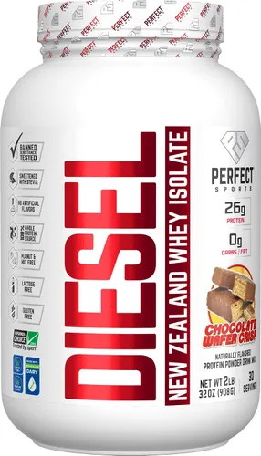 Vista 9 de PERFECT SPORTS Diesel 100% aislado de proteína de suero de Nueva Zelanda Endulzado con stevia, sin ingredientes artificiales, apto para dieta keto